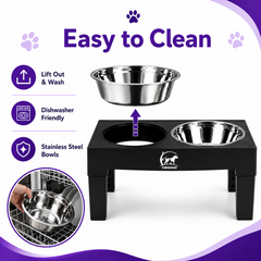 PawsGuard elevated dog feeder removable stainless steel bowls for easy cleaning