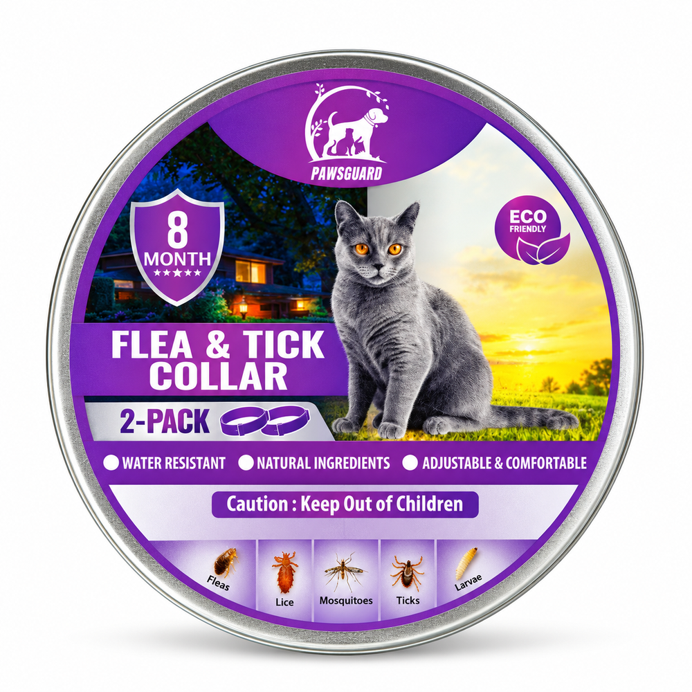 PawsGuard flea and tick collar for cats 2 pack purple packaging
