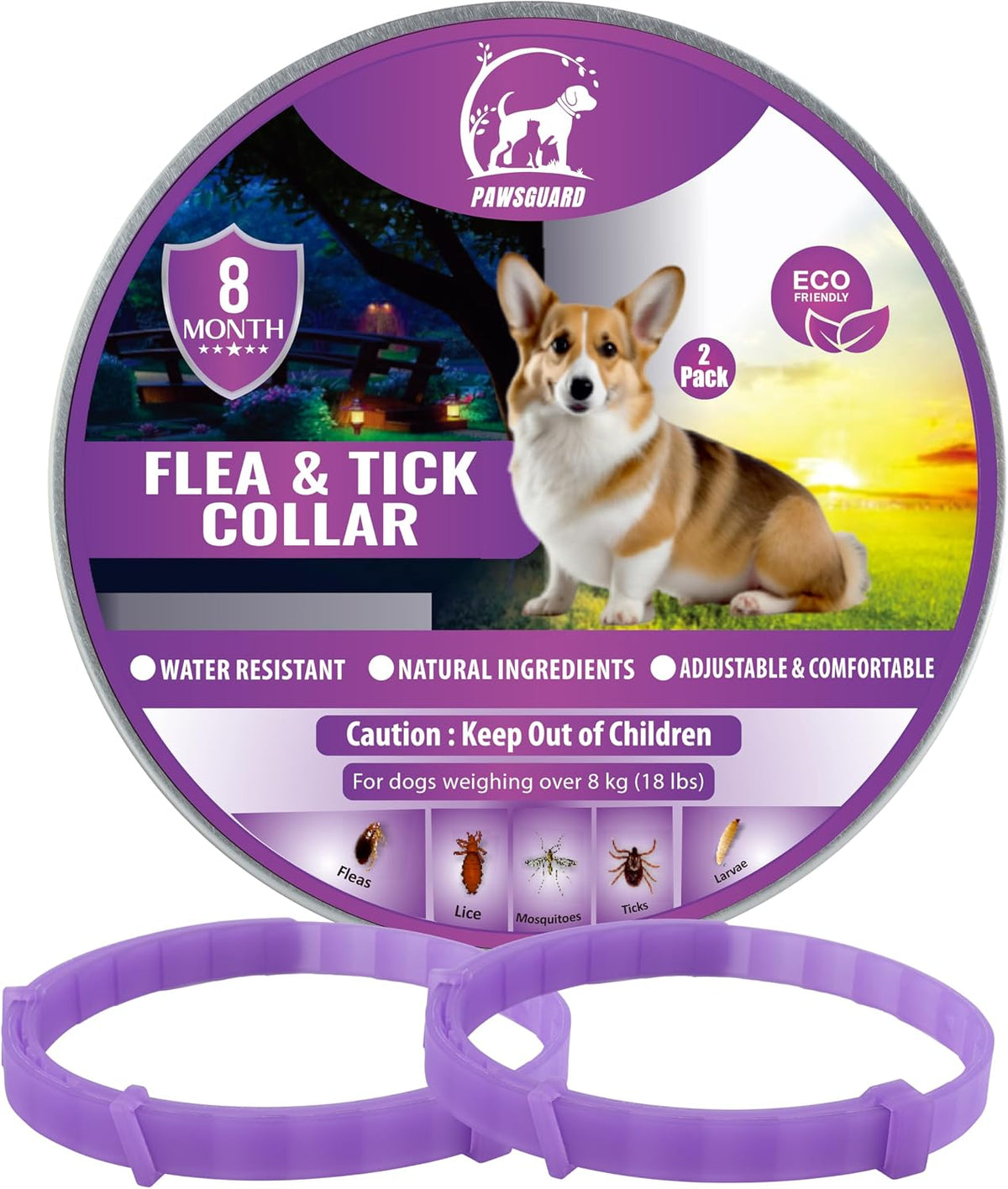 PawsGuard Flea & Tick Collar for Dogs – 2 Pack